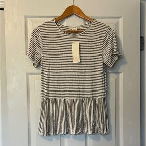 Striped Peplum Top - Black and White